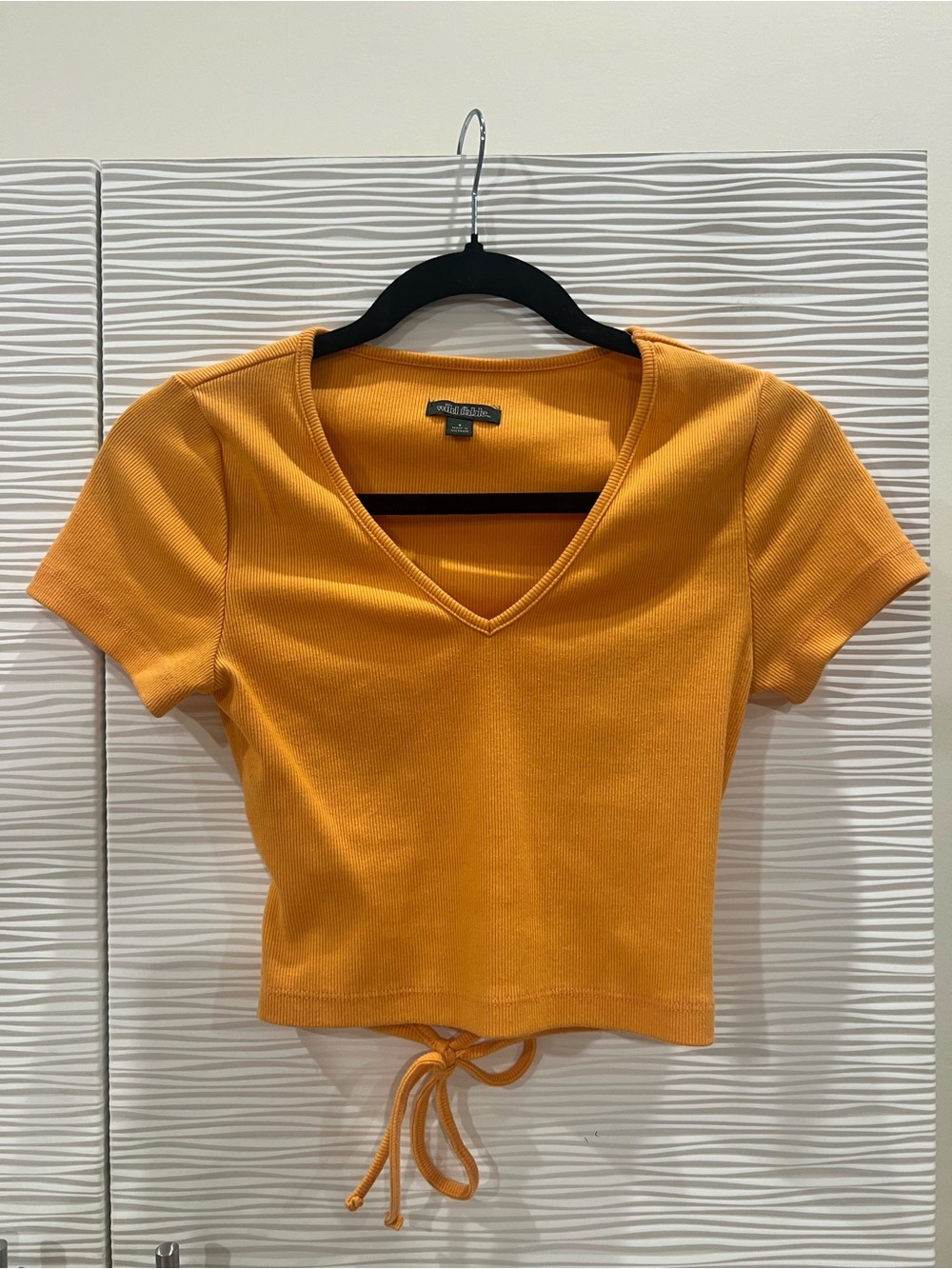 wild fable Mustard V-Neck Drawstring Crop Top